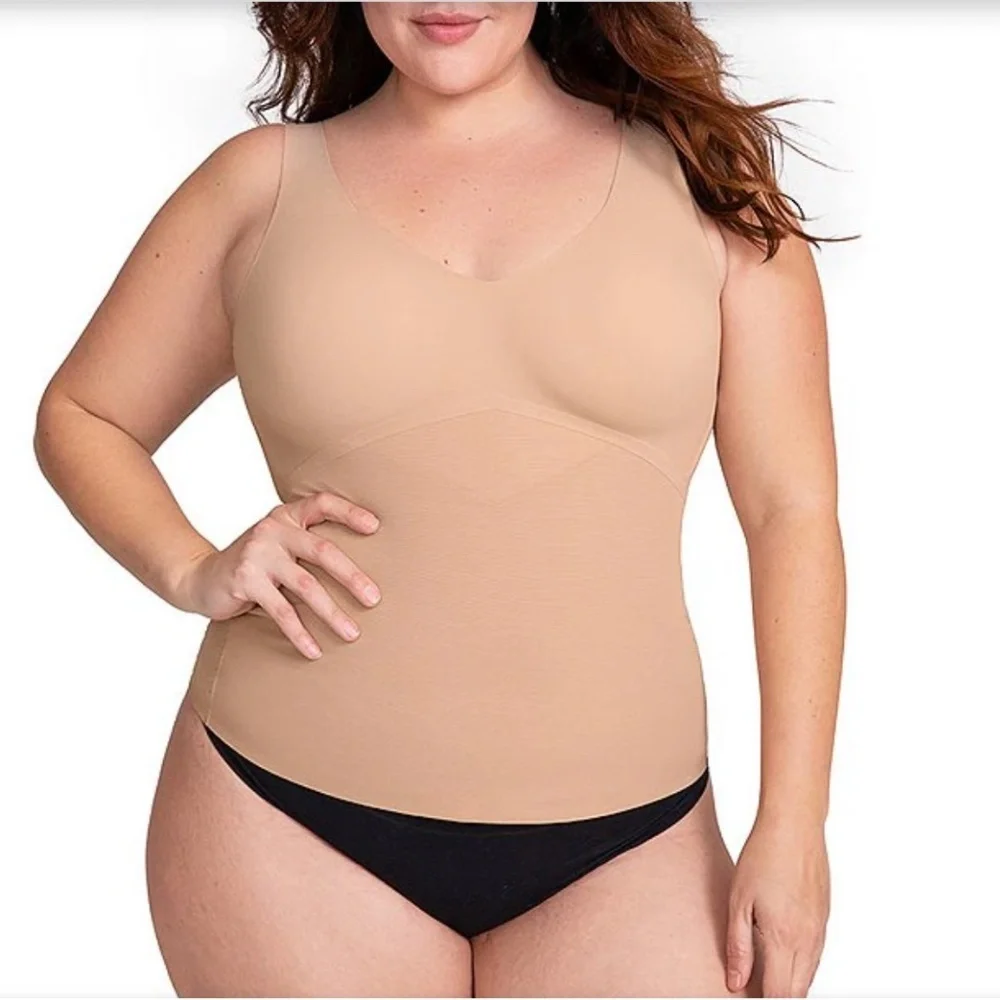 Honeylove Shapewear Liftwear Tank XL Nude Sand Beige Compression Wide Straps Bra